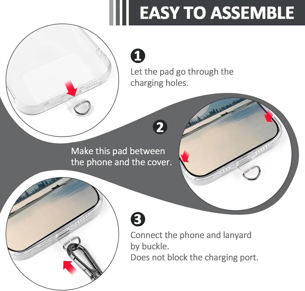 1-20PCS Universal Mobile Phone Anti-lost Lanyard Card Gasket Transparent Tpu Detachable Phone Hanging Cord Strap Patch Tether