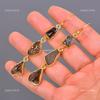 Smoky Quartz Gemstone Electroformed Drop Dangle New Earrings Jewelry Gold Plated V-114