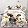 Farm Cow Duvet Cover Three-Piece Sunflower Quilt Cover Cute Cow Bedding Set