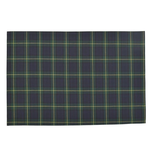 COLORFUL CANDY STYLE Placemats (40cm x 60cm), Water-Repellent, No-Iron, Set of 2, Tartan Check and Dark Green, Water-Repellent, Lightweight, Stain-Res