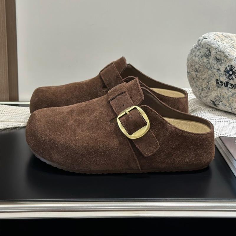 Thick-bottomed Boken bag head slippers women's autumn and winter 2025 new round head one pedal lazy leisure thick bottom half drag