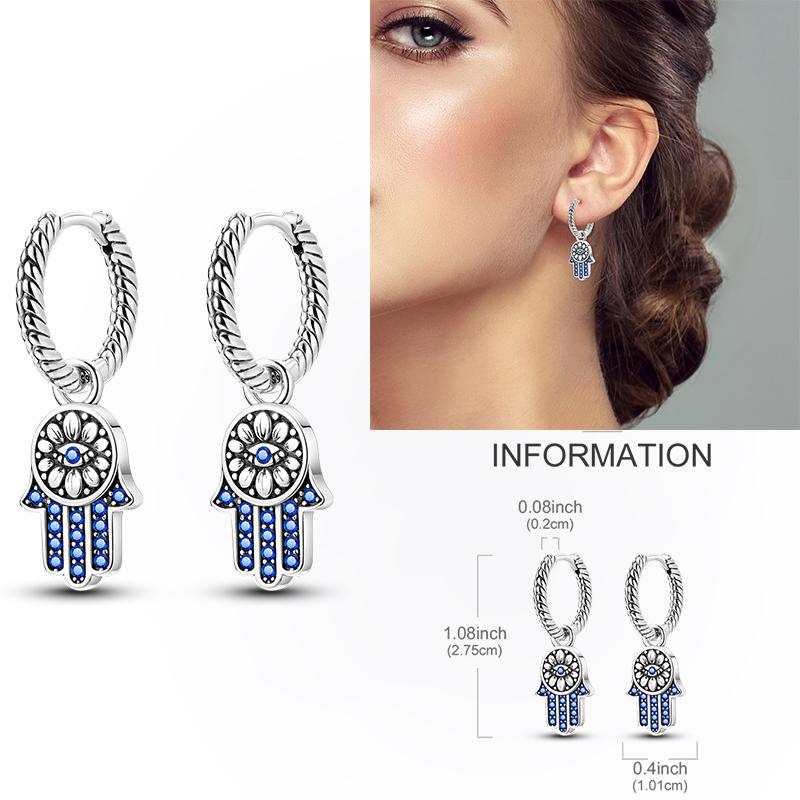 925 Silver Hoop Earring Moon Sun Earring Pendent Zircon Heart Shape Star Eardrop For Women Girl Making Jewelry