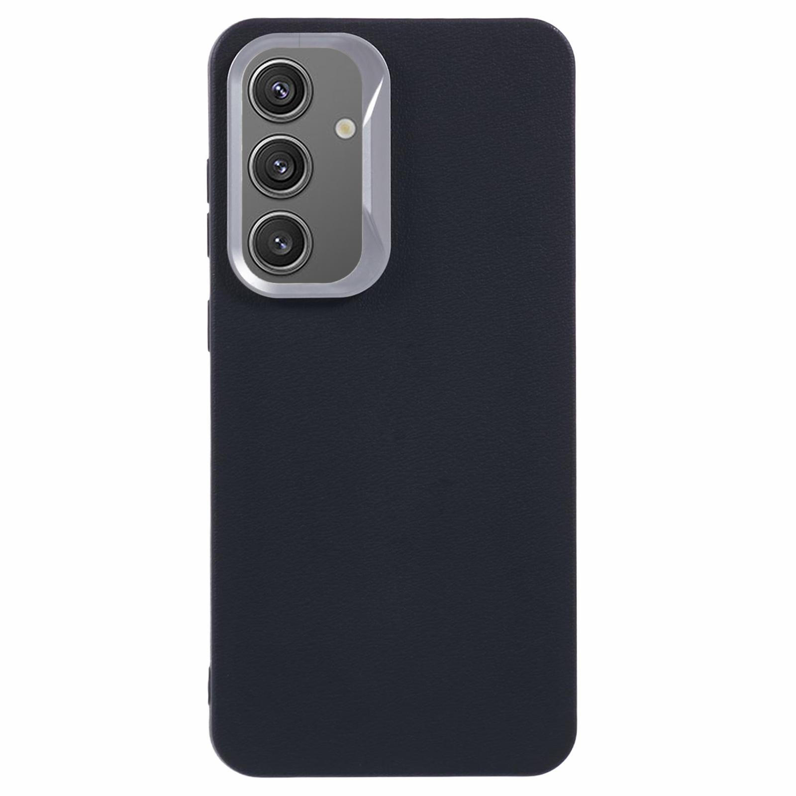 

For Samsung Galaxy S24+ Case Leather Textured TPU Shockproof Phone Cover Black