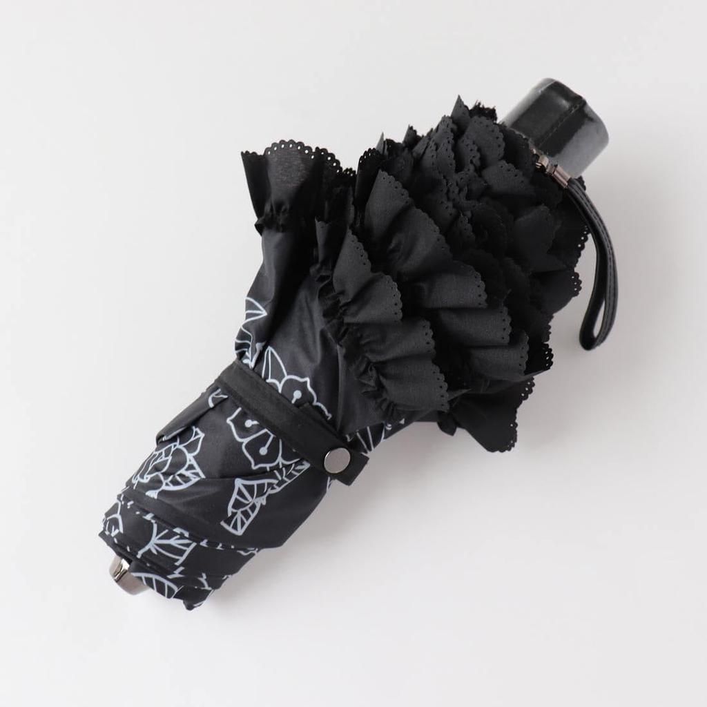 FAUCHON Folding Parasol Monotone Ange Black (with Pouch) 001266-0001-02