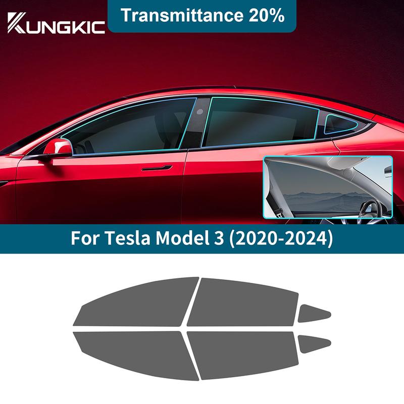 Pour Tesla Model 3 Model3 Film Solaire pour Vitre Latérale de Voiture 2018 2024 Accessoires Protecteur UV Teinte d'Été