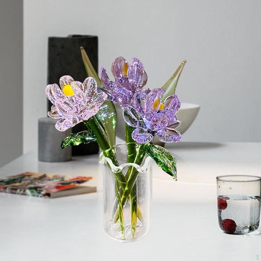 Artificial Flower Bouquet in Vase, Collectible Figurines for Home Decor Gifts