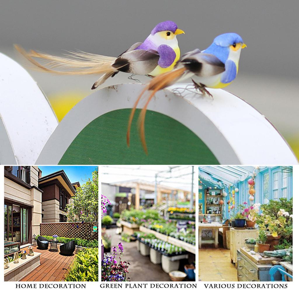 12pcs Artificial Foam Bird Ornaments Decorative Feathered Birds for Xmas Tree Festival Decor 6 Colors