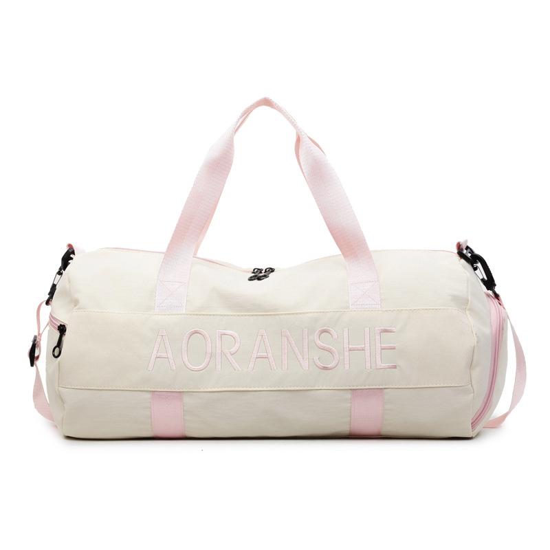 Contrasting color Macaron yoga bag, multi-functional high-value pull rod travel bag, shoulder messenger fitness bag розовый