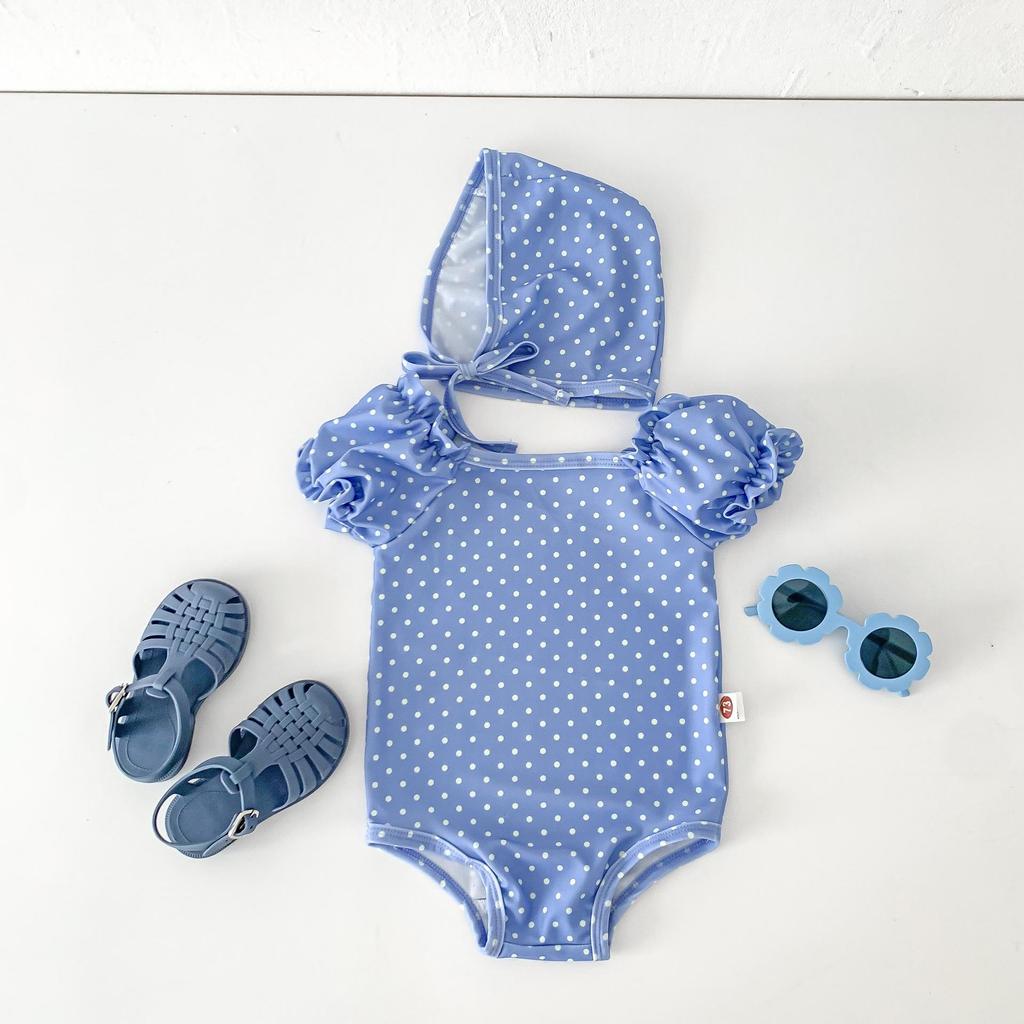 Ensemble de maillot de bain pour bébé de style coréen: Grenouillère pour Bébé Fille & Bonnet de Bain pour Vêtements de Plage d'Été