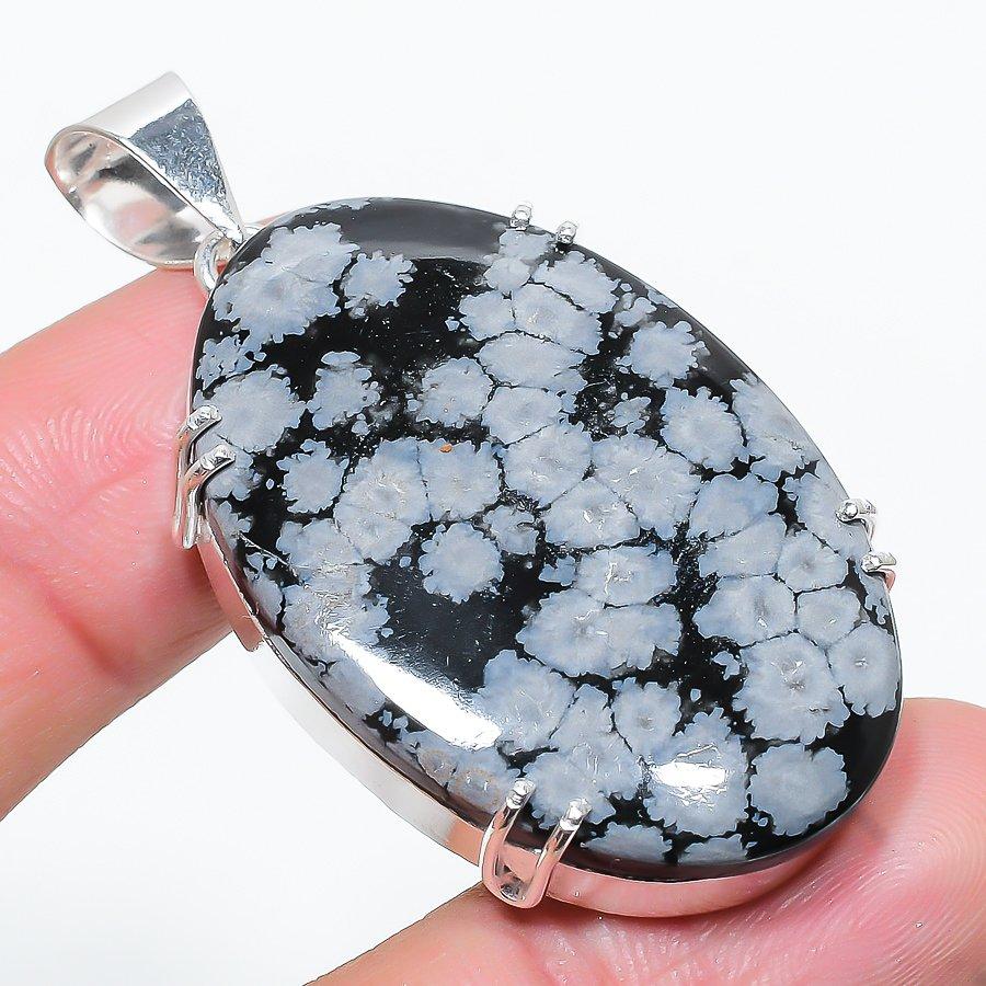 

Snoflake Obsidian Gemstone Handmade Ethnic Jewelry Pendant 2.17 VR-2465
