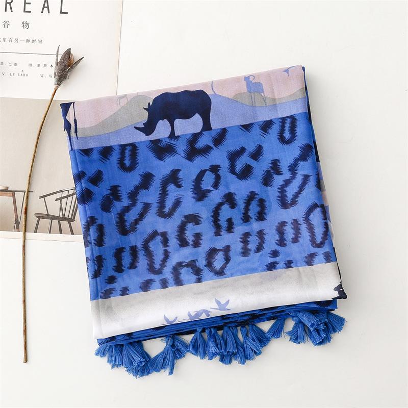 88*180cm Animal Print Women Viscose Scarf Autumn Winter Warm Shawl Cotton Linen Feeling Tassel Pashmina Muslim Hijab Wrap Lady