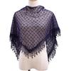Polyester Tassels Lace Head Scarf Breathable Sequin Decor Scarf Hollow Triangle Scarf Bridal