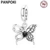 Panpoki Copper Hollow Butterfly Insects Genuine Pendant Bracelets Charm Jewellery Party Bead DoItYourself Trendy Gift