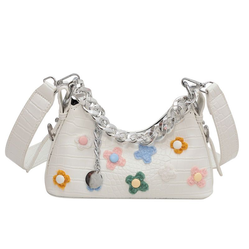 Damentasche 3D Blume PU Ketten Alligator Mode Alleskönner Umhängetasche Handtasche Crossbody Damentasche Luxus