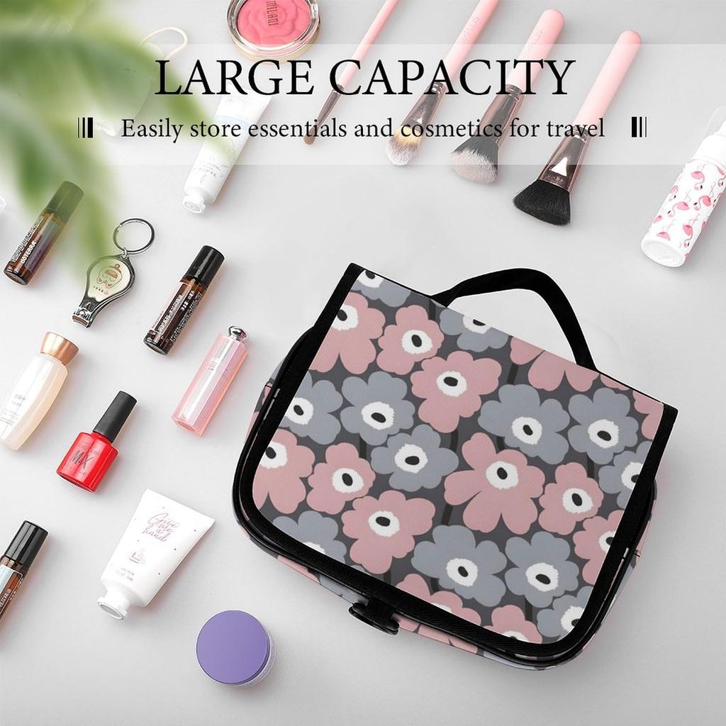 Floral Toiletry Pouch with Hanging Hook for Toiletries and Travel Small Item Perfect for Business and Outdoor Cute and Stylish Character Design