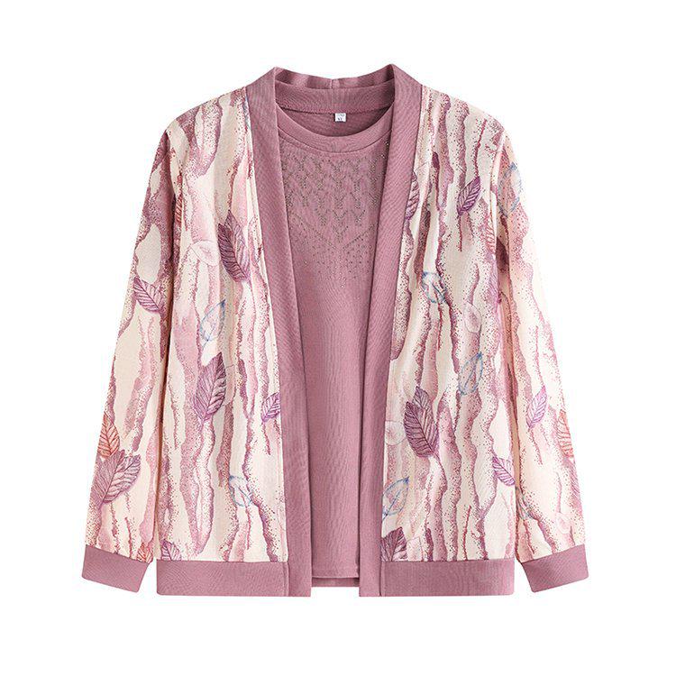 Mom's 2026 Spring Knitwear Set: Cardigan & Top for Middle-Aged and Elderly Women's Fashion