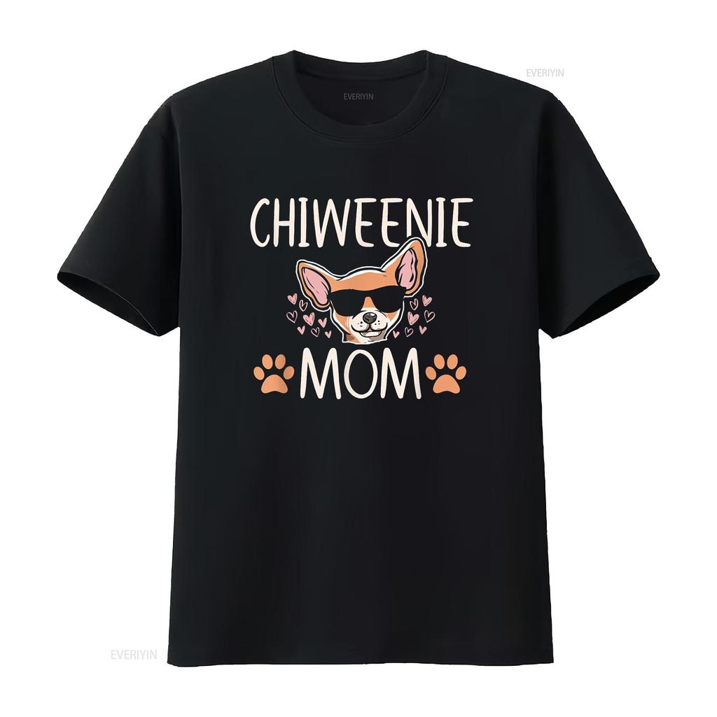 Chiweenie Love Cool Chihuahua Cute Dog Mom Owner Lover T Shirt vintage Washed Top For Everyday Wear Slightly Breathable
