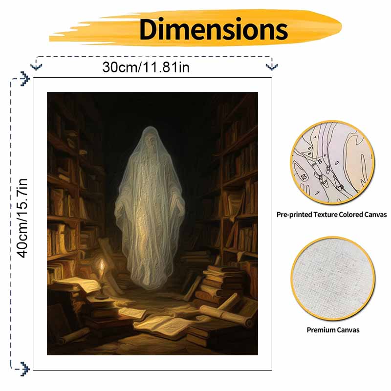 Halloween Digital Oil Painting Coloring Painting Hand Painting Home Decoration Mysterious Spirit In Ancient Library With Candle