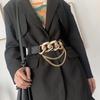 Punk Party Sweater Gothic Coat Tassel Chain Women Punk Belts PU Leather Waistband Jeans Waist Strap
