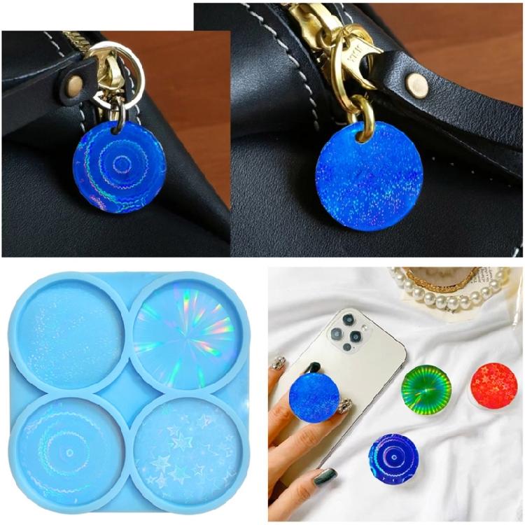 Phone Grip Silicone Mold Holographic Phone Holder Resin Mold Epoxy Jewelry Mold for Casting Badge Reel Keychain Hairclip