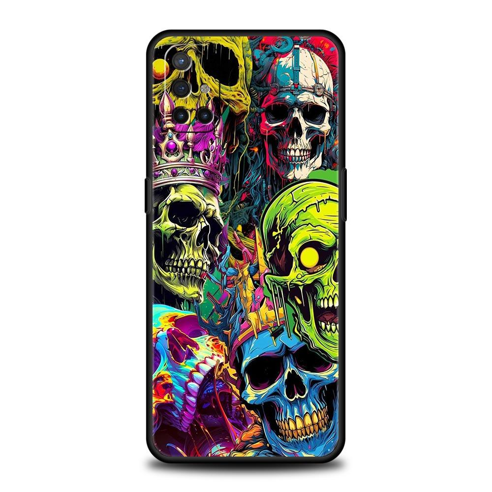 Phone Case For Oneplus 13R 13 12 10T 11 R10 Nord N100 N200 N10 9 9R CE 2 3 Z Pro Lite 5G Soft TPU Cover Skeleton Skull Funda Bag