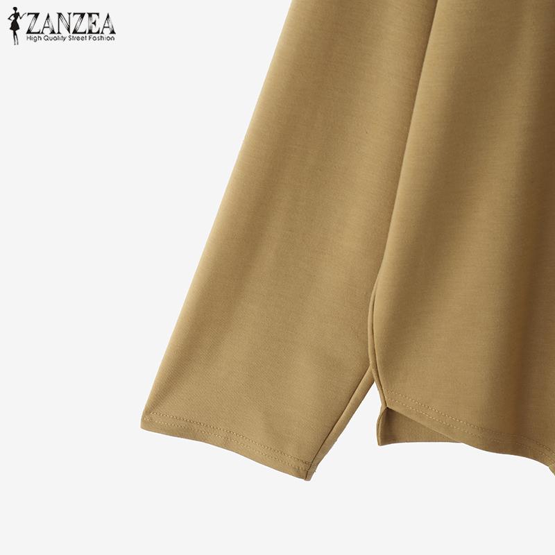 ZANZEA Damen Lässig Rundhals Locker Langarm Pullover Bluse