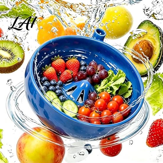 Ceramic Fruit Cleaning Container Berry Self Rinsing Bowl with Integrated Drain Vortex Automatic Modern Tray Colander Efficient for And Vegetable