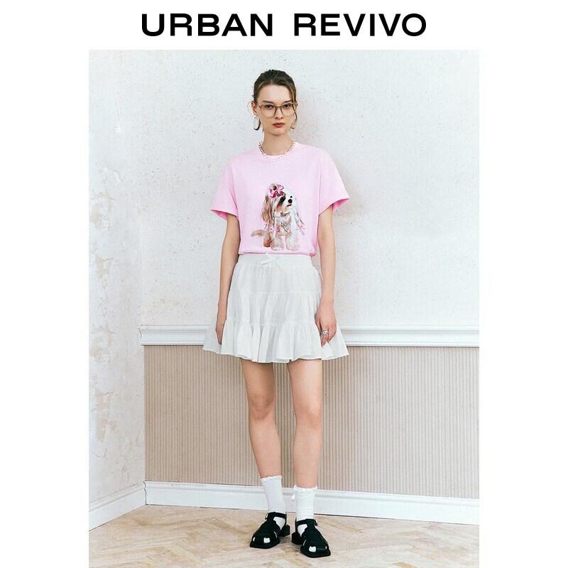 UR2026 Women s Casual Bow Layered Skirt M грязно-белый