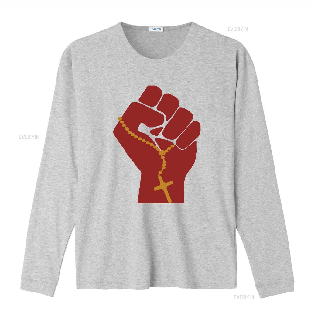Liberation Theology Raised Fist Radical Christianity Christian Protest Social Justice Leftism Socialism T Shirt vintage Washed