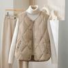 Women Loose Sleeveless Vest Round Neck Thin Quilted Cardigan
