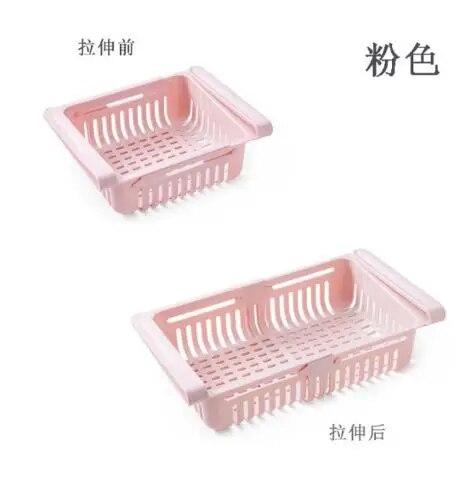 Multi Functional Refrigerator Storage Basket Retractable Refrigerator Partition Storage Rack Kitchen Drain woven basket Rattan розовый 4280₽