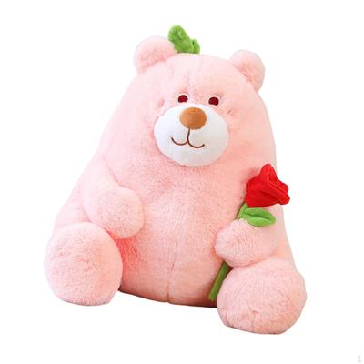 Bear Plush Toys Holding Rose Flower Doll Cute Huggable Funny Stuffed