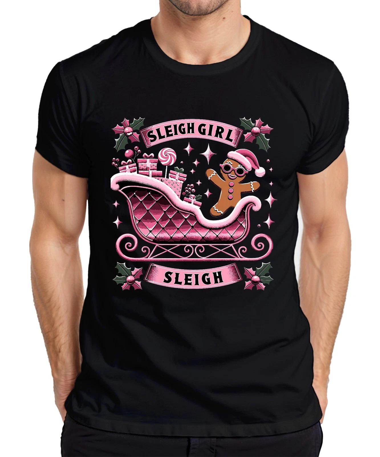 Sleigh Girl Weihnachten Lebkuchen Schlitten Geschenke Retro Herren T-Shirt XXL