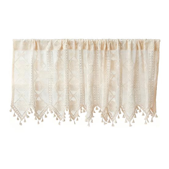 French Lace Curtain Vintage Short Sheer Cabinet Curtain Farmhouse Rustic Boho