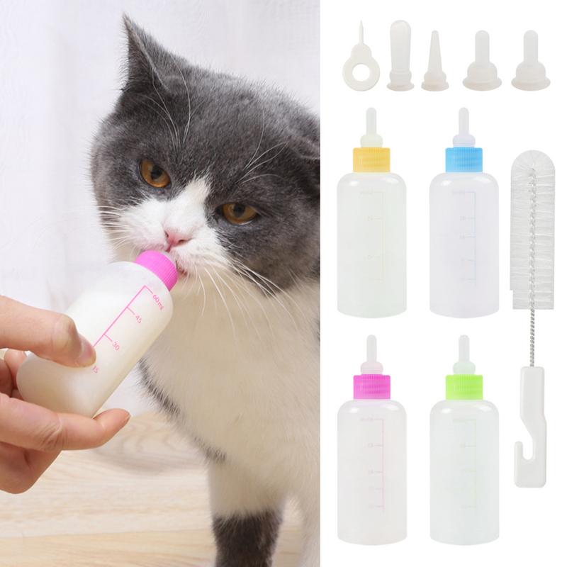 Pet Milk Bottle Puppy Nursing Bottle Kit Household Newborn Dog Cat Milk Feeder Drinking Bottle Pet Supplies for Puppies Kittens