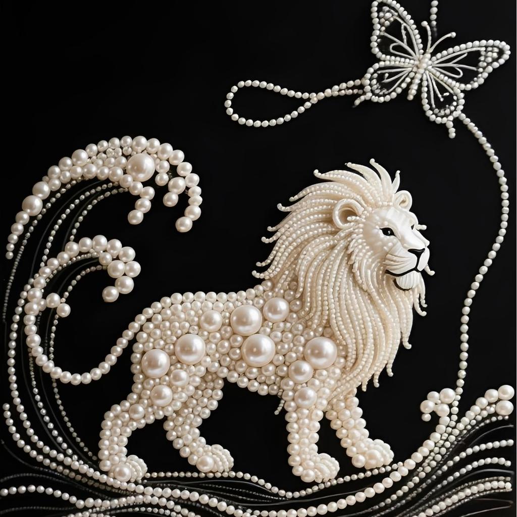 Lion Dance Decorative Painting Ornament, National Tide Lion Dancing Festive Animal Hanging Painting Diy Pearl Diamond Painting Large Size Acrylic
