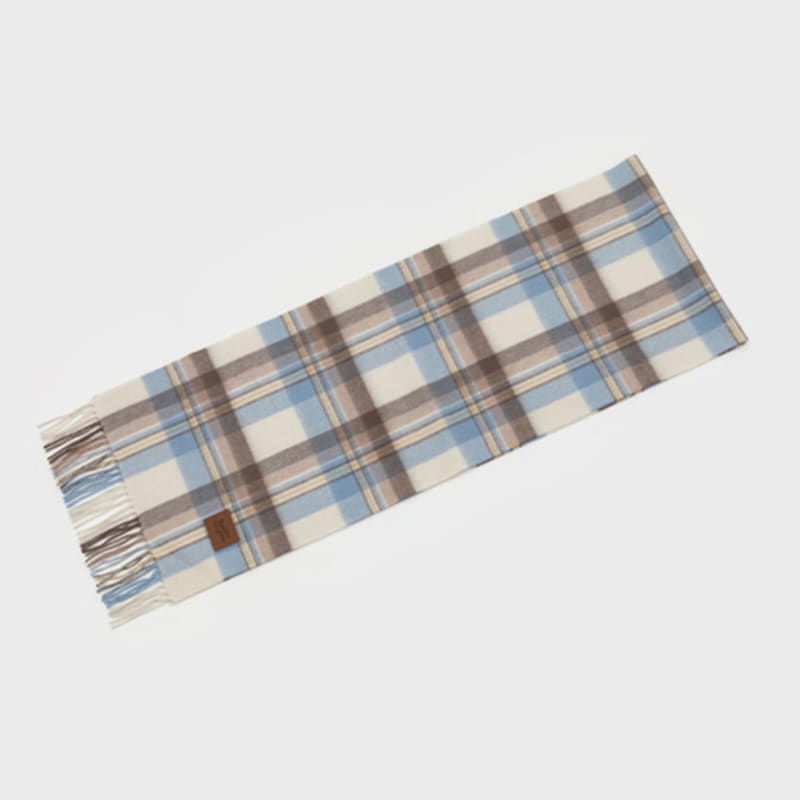 RECLOW MUNM CHECK CASHMERE 100% MUFFLER IVORY