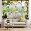 2D Castle Balcony Backdrop with Arches and Rainbow Photography Background
