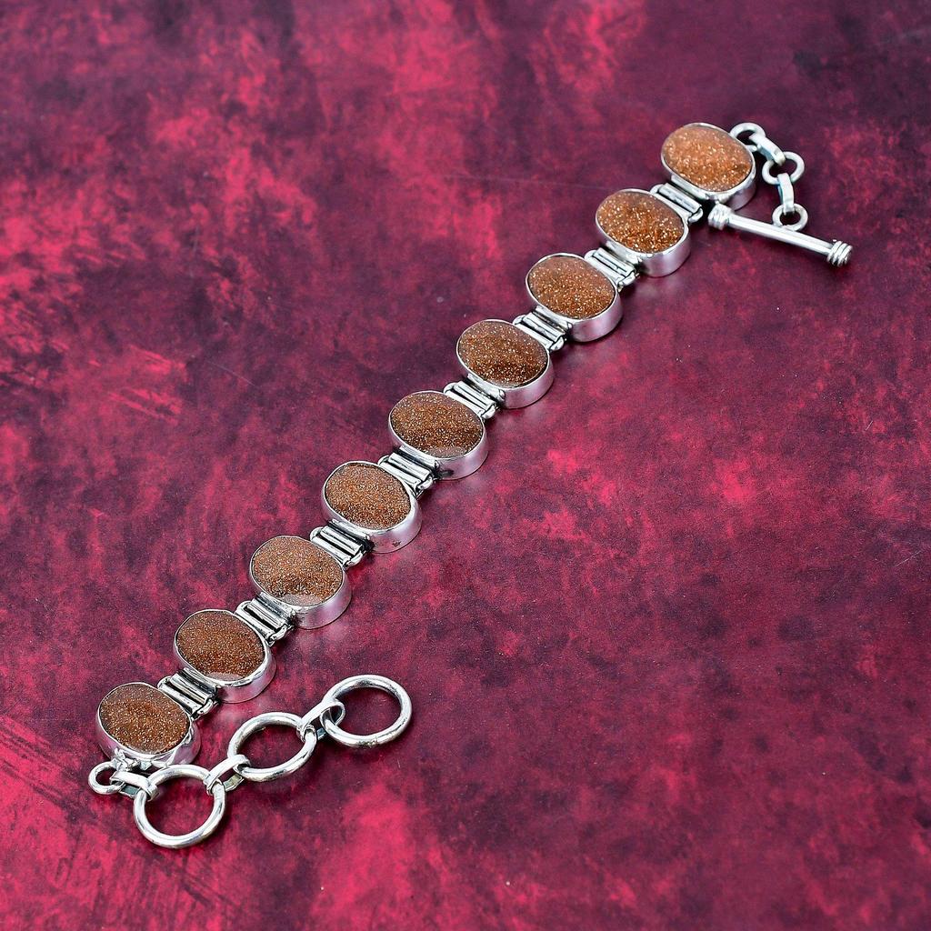 Sunstone 925 Sterling Silver Bracelet, Top Quality Gemstone Bracelet, Adjustable Chain Bracelet Handmade Jewelry, Anniversary Gift