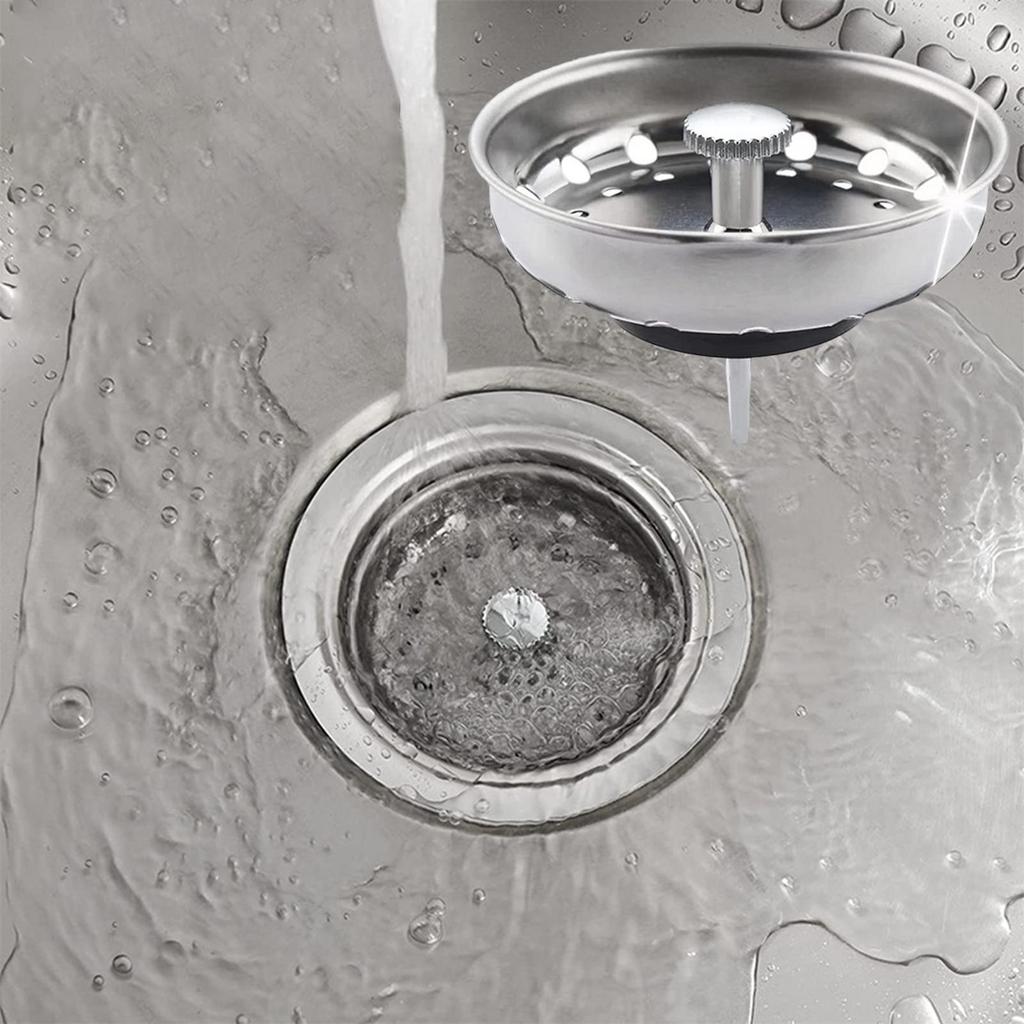 Kitchen Sink Plug Stopper Sink Strainer with Knob Waste Plug Sink Basket Strainer for Standard 3-1/2 inch Drain