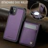 For iPhone 11 Leather Back Cover Compatible with MagSafe JEEHOOD J06 Phone Case with Card Bag RFID Blocking