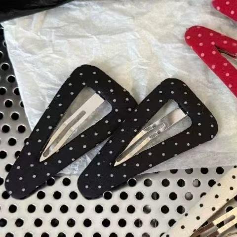 6pcs Fashion Fabric Polka Dot Triangle Hair Clip for Girls Barrettes Sweet Bangs Clips Hairpin Headwear Women Hair Accessories