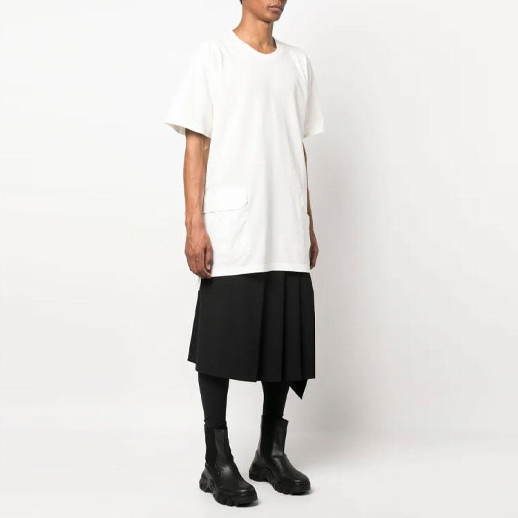 Y-3 Solid Logo Crew Neck Short Sleeve T-Shirt Men Tops White HZ8863