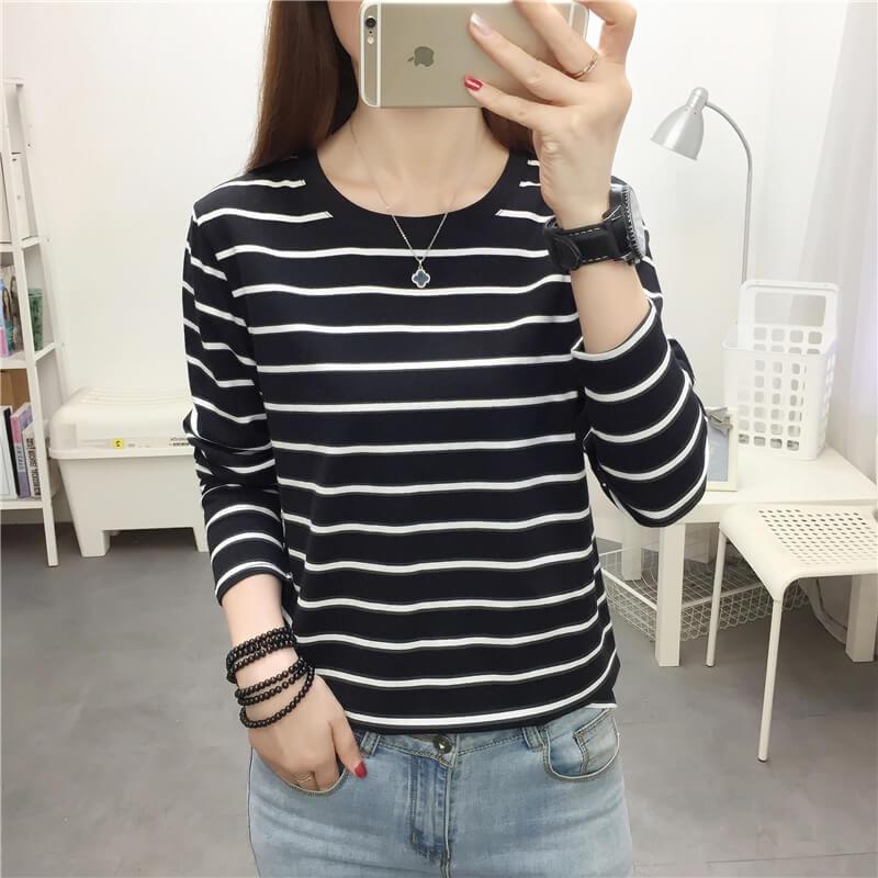 

2024 Women s Versatile Slimming Striped Long Sleeve Top 5XL (suggested for 180-200 lbs)