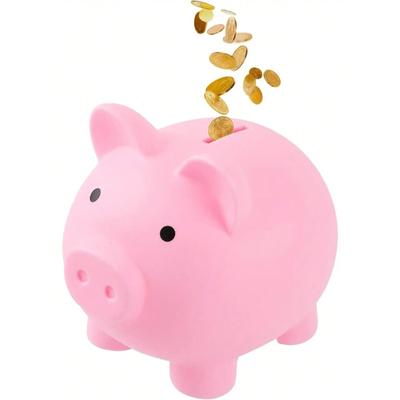 1pc- Large Piggy Banks, Cute Plastic Pig Money Box, Piggy Bank for Girls and Boys, Unbreakable Plastic Coin Bank Fun Gifts for B
