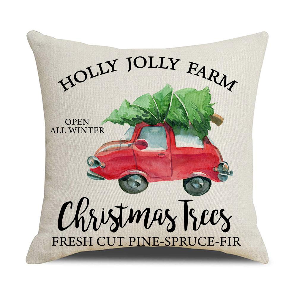 Letter Christmas Pillow Nordic Style Cushion Linen Print Colorful Bedside Pillow