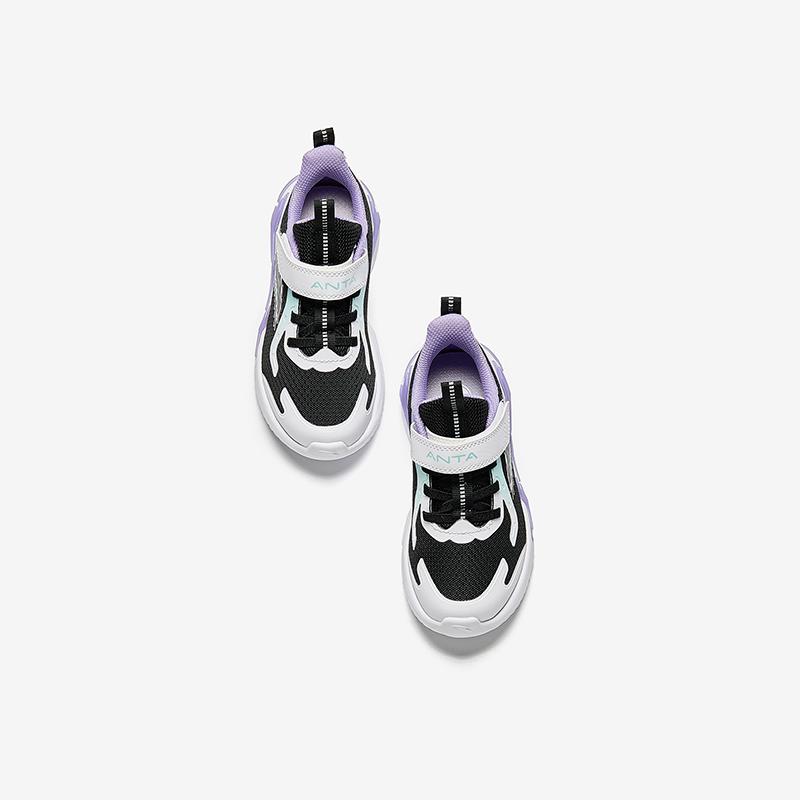 Anta Kids Bow Speed Synthetic Leather Mesh Comfortable Versatile Lightweight Shock Absorbing Low Top Running Shoes Kids Running Shoes A22449969-1