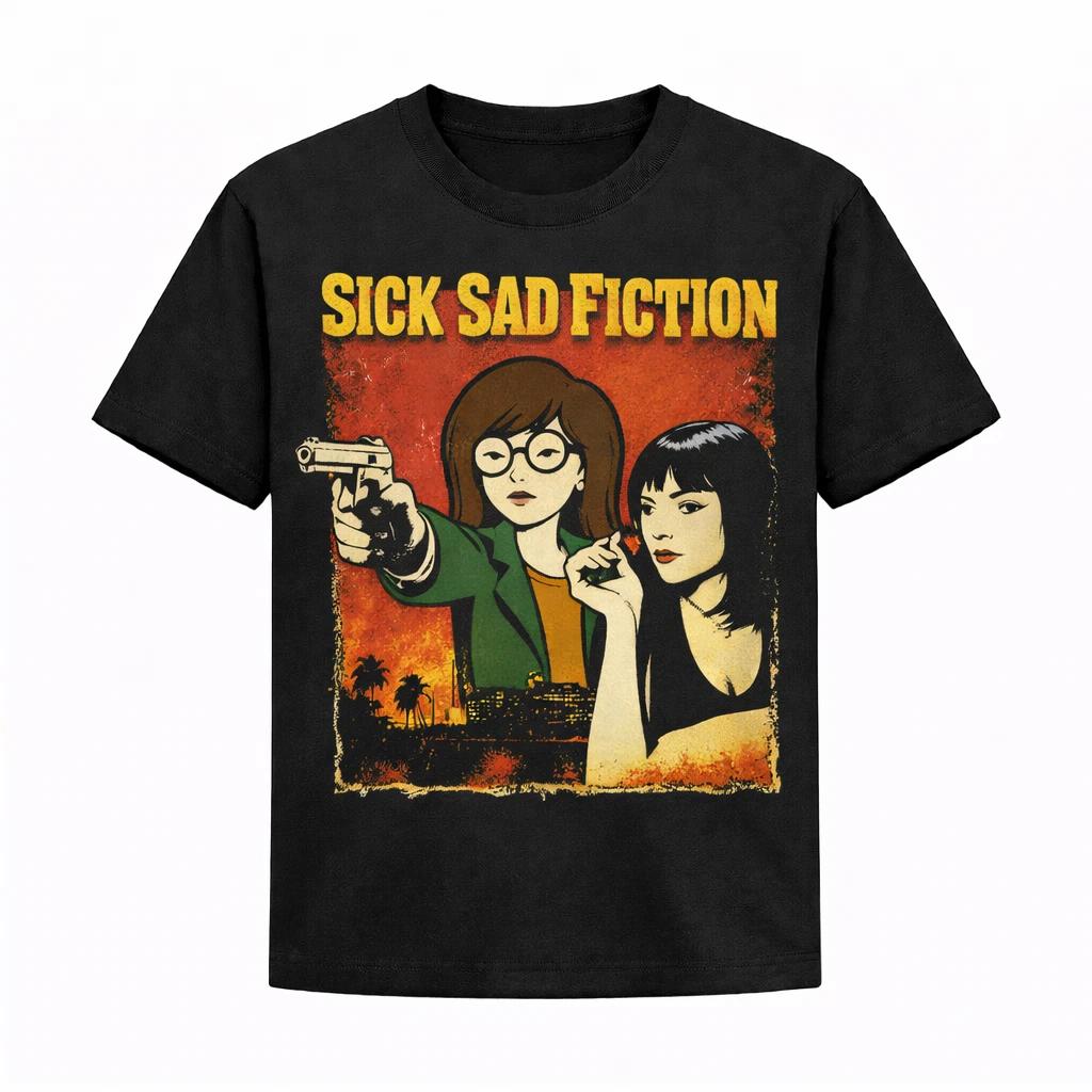 Daria Pulp Fiction Shirt, Sick Sad Fiction Tee, Movie Graphic T-Shirt XXL