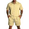 Men's Casual Two Piece Set Short Sleeve Button Down Shirt with Matching Shorts Lightweight Summer Outfit for Outdoor Activities