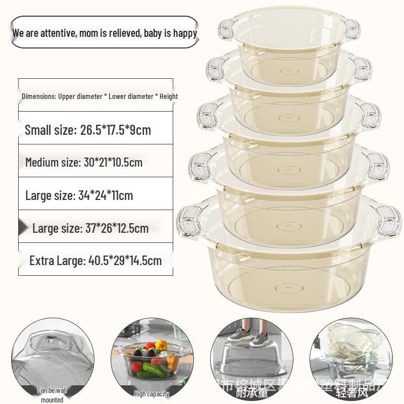 Transparent Multi-Use Basin: Washbasin, Laundry, Baby Face, Vegetable & Foot Wash Basin for Home & Dorm.